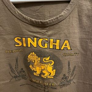 Singha Beer Tank Top - Olive Green